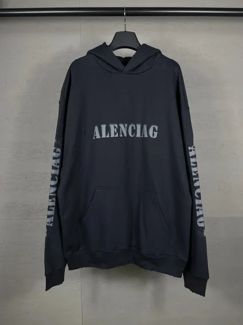 Balenciaga Logo Hoodie Distressed