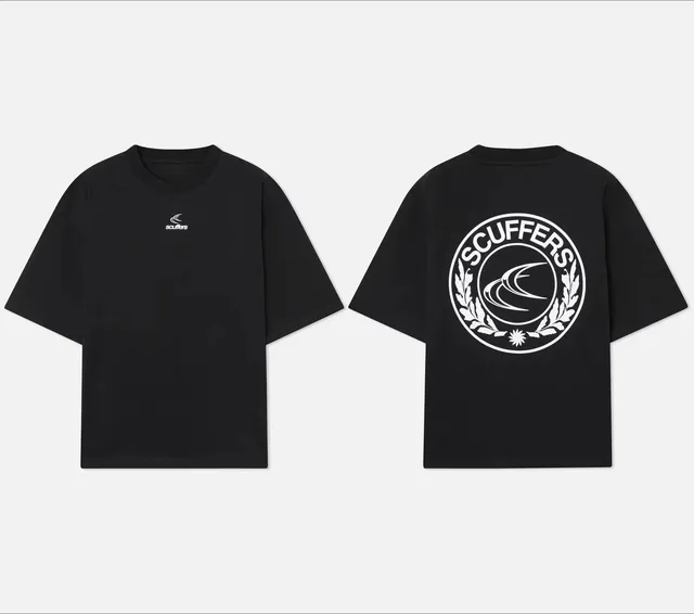 Scuffers Logo Tee Black with White Print