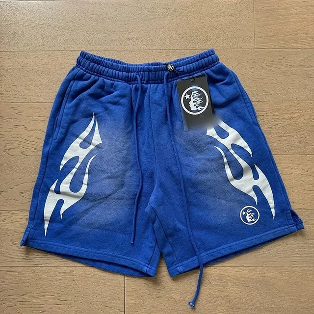 Fragment Design Flame Graphic Shorts Blue with White Flame Print