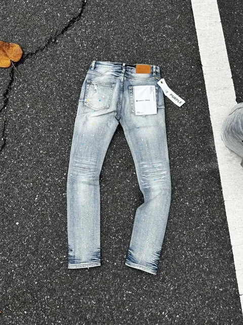 Purple Brand Slim Fit Jeans Paint Splatter Distressed