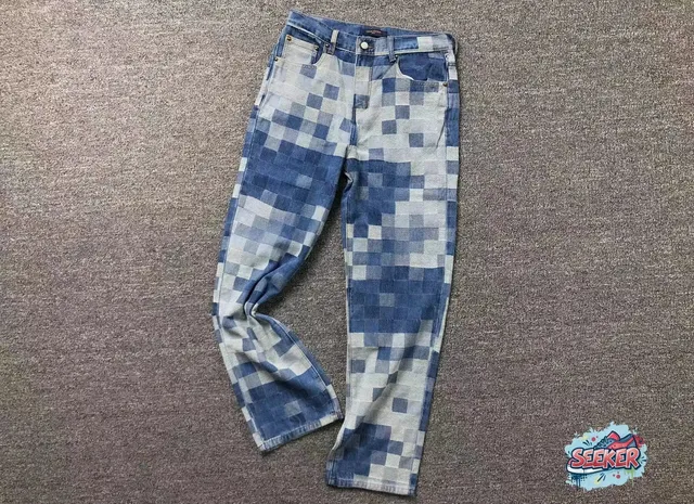 Louis Vuitton Pixel Denim Jeans Checkerboard Print