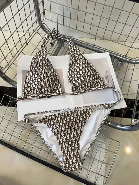 Dior Triangle Bikini Set Oblique Logo Print