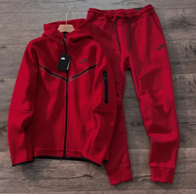 Nike Tech Fleece Hoodie and Joggers University Red