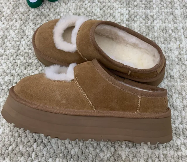 UGG Platform Slipper Shearling Trim