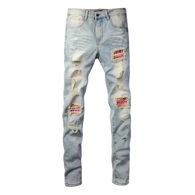 Levi's Distressed Slim Fit Jeans Multi-Patch Ripped