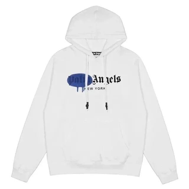 Palm Angels Hoodie Blue Logo Print