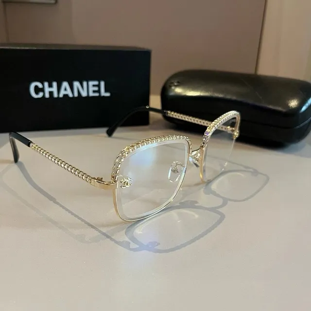 Chanel Chain-Trimmed Optical Glasses Crystal-Embellished
