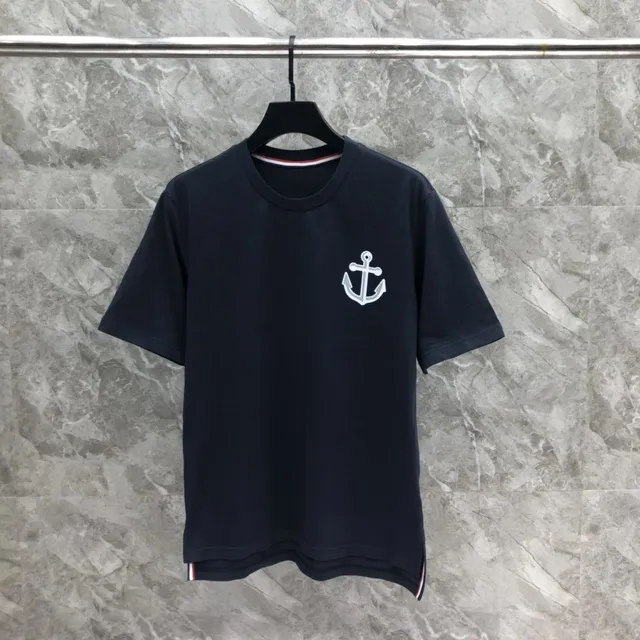 Thom Browne Anchor Logo T-Shirt Navy with White Anchor