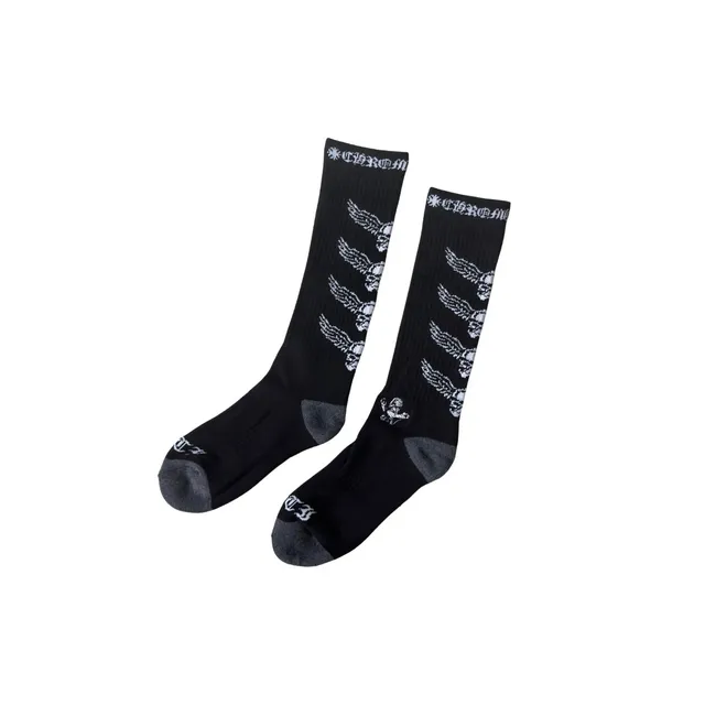 Chrome Hearts Winged Skull Socks Black with White Graphic
