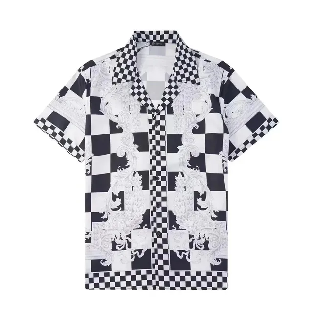 Versace Baroque Check Shirt Checkerboard Baroque Print