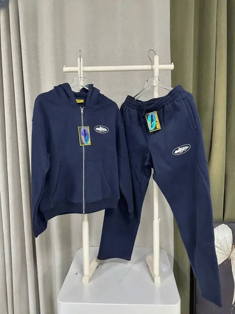 Zip-Up Hoodie and Joggers Set Navy with Oval Logo