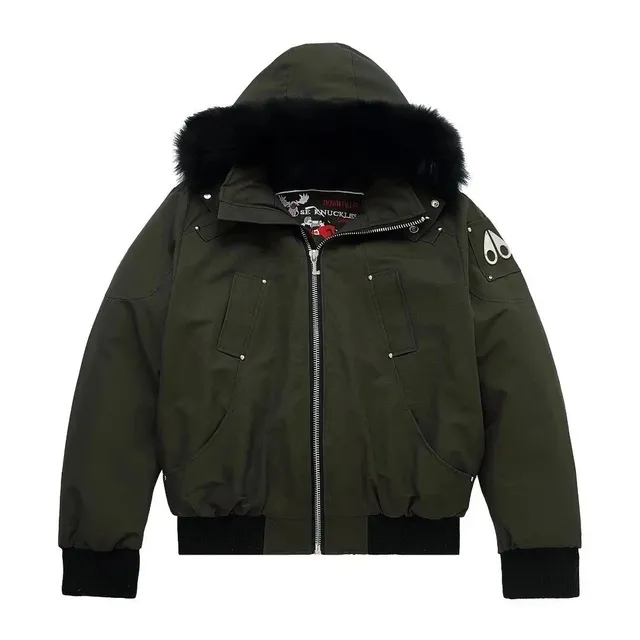 Moose Knuckles Down Filled Jacket Olive with Fur Trim