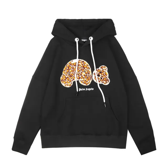 Palm Angels Hoodie Leopard Bear Appliqué