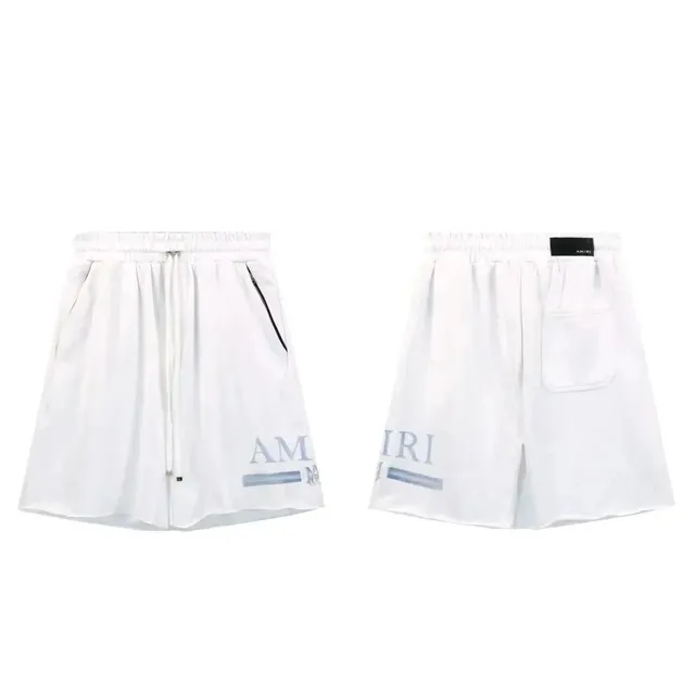 Amiri Logo Shorts White with Blue Logo