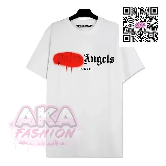 Palm Angels Graphic Tee Red Spray Paint Logo
