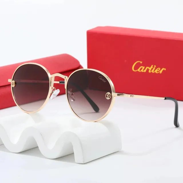 Sunglasses Round Gold Frame with C de Cartier Detail