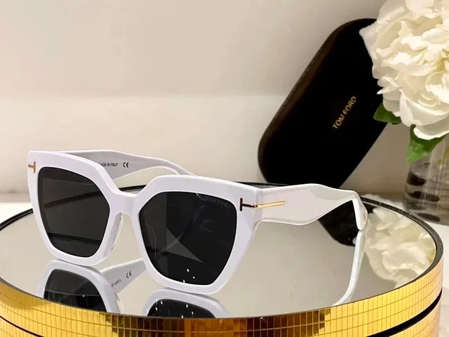 Tom Ford Sunglasses White Frame with Gold Accents