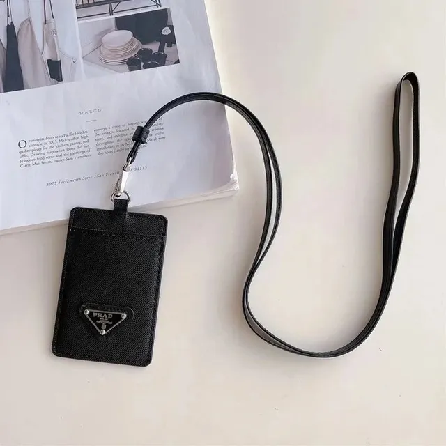 Prada Card Holder Lanyard Saffiano Leather