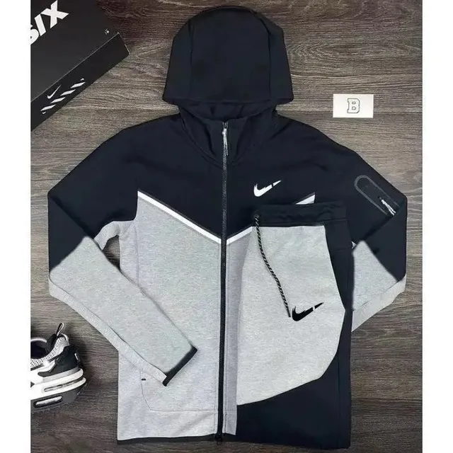Nike Tech Fleece Hooded Jacket Black/Heather Grey