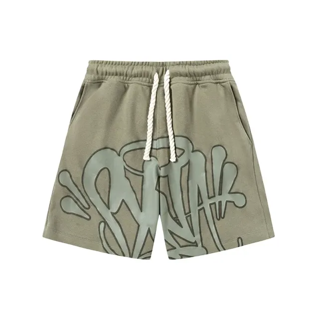 Syna World Graffiti Shorts Olive with Outline Print