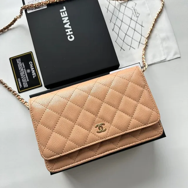 Chanel Classic Flap Wallet on Chain Quilted Caviar