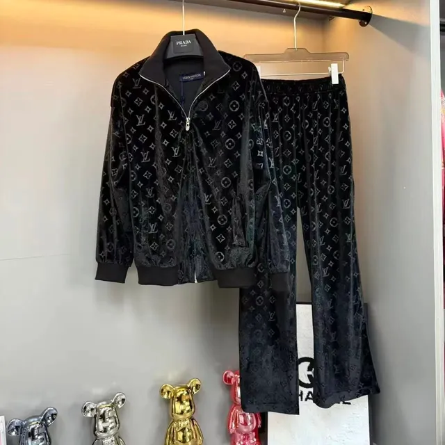 Louis Vuitton × Prada Velvet Tracksuit Monogram Jacquard