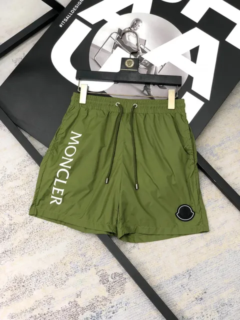 Moncler Logo-Print Swim Shorts Olive Green