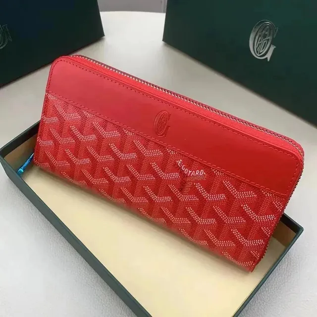 Goyard Saint Louis Wallet Red Goyardine Canvas