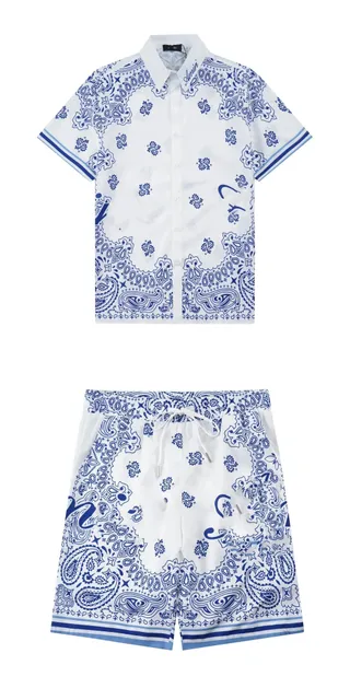 Amiri Paisley Print Set White with Blue Paisley