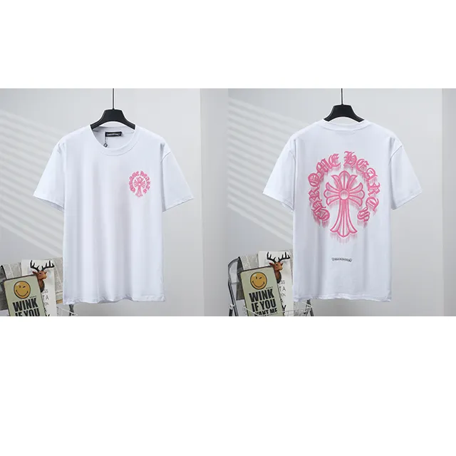 Chrome Hearts T-Shirt Pink Cross Logo White
