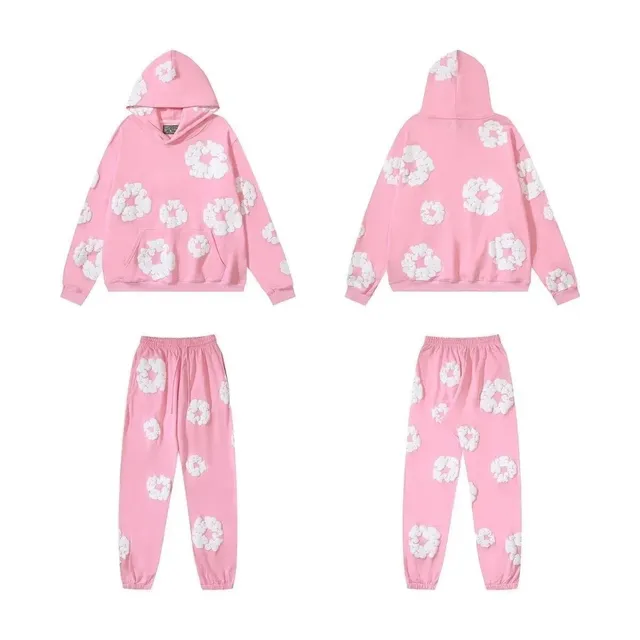 Denim Tears Floral Hoodie and Jogger Set 3D Flower Appliqué