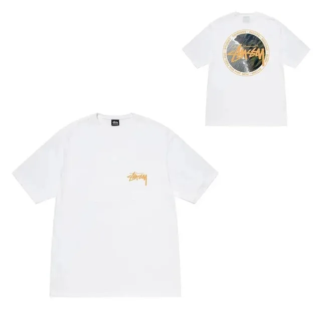 Stüssy Graphic T-Shirt Gold Logo Print