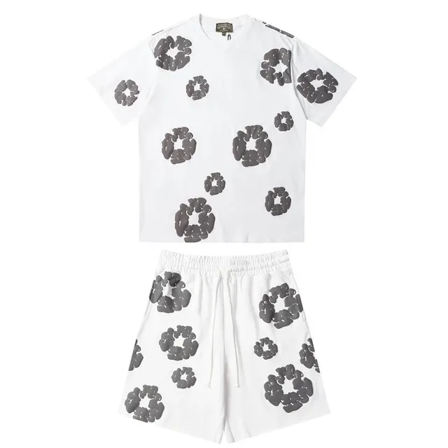 Denim Tears Scrunched Logo Set White with Grey Scrunch Print