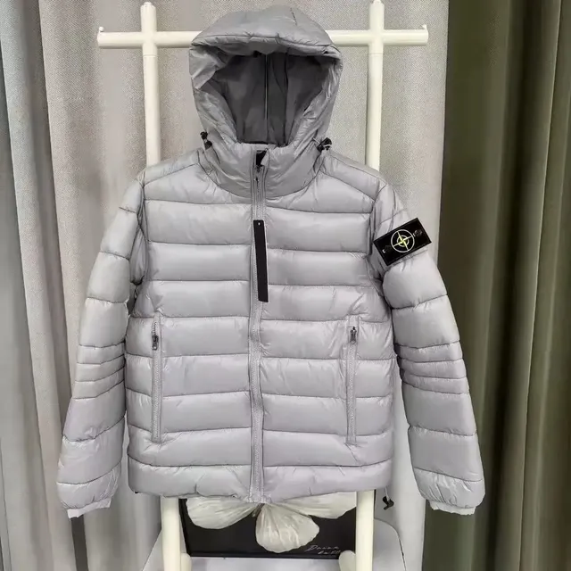 Stone Island Hooded Puffer Jacket Reflective Grey