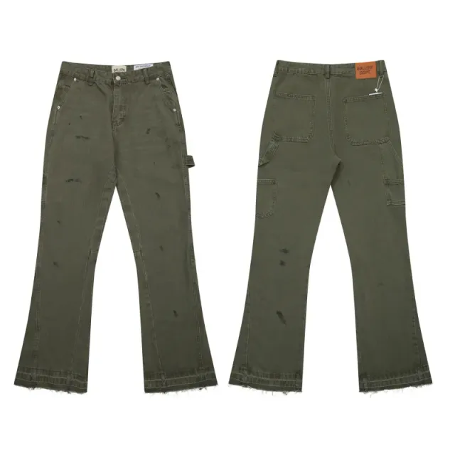 Gallery Dept. Cargo Flare Trousers Distressed Olive