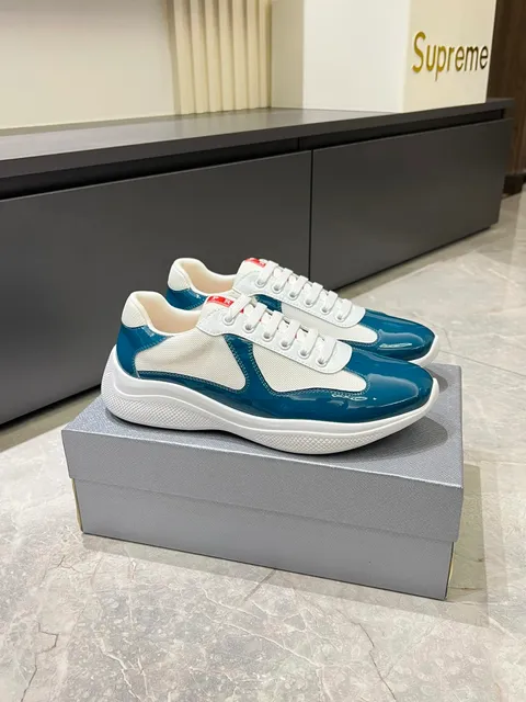 Prada × Supreme Linea Rossa Sneaker Navy Patent and Mesh