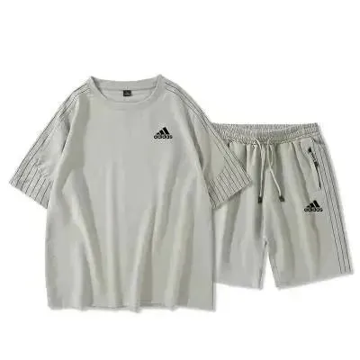 Adidas T-Shirt and Shorts Set Light Grey