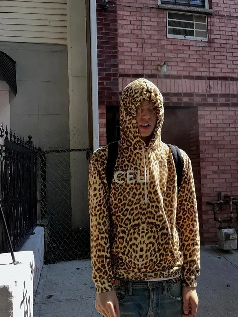 Celine Hooded Sweatshirt Leopard Print