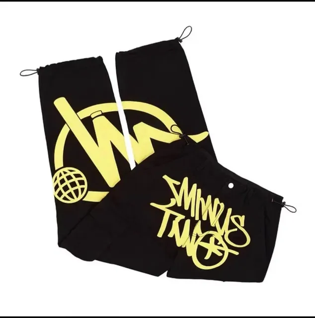 Broken Planet Drawstring Shorts Yellow Logo Print