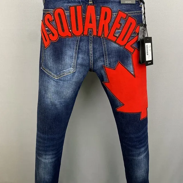 Dsquared2 Logo Jeans Red Maple Leaf Patch