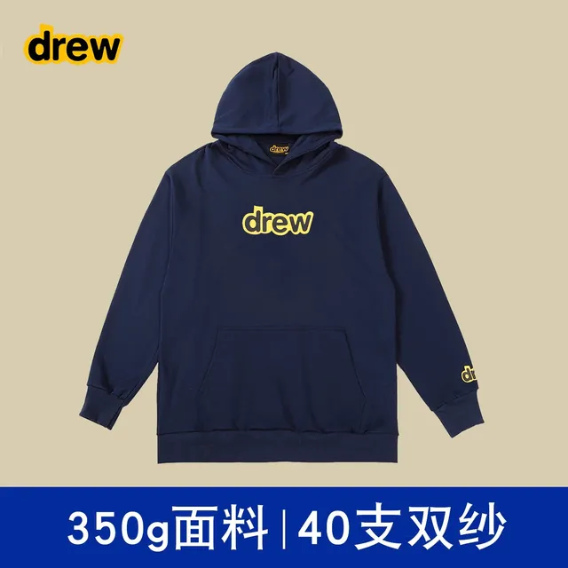 Drew House Logo Hoodie Navy Yellow Logo