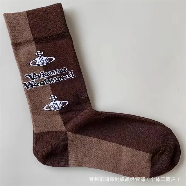 Vivienne Westwood Logo Sock Checkered Brown