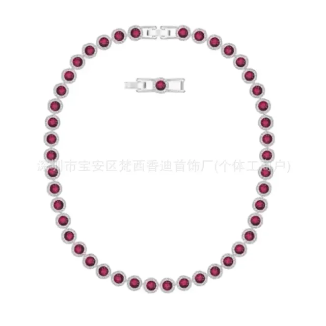 红水晶罗马白金项链