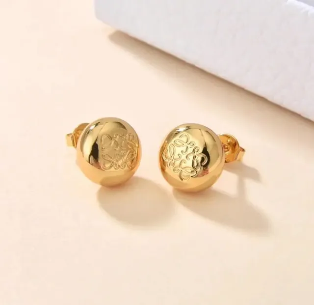 Loewe Ball Stud Earrings Engraved Logo