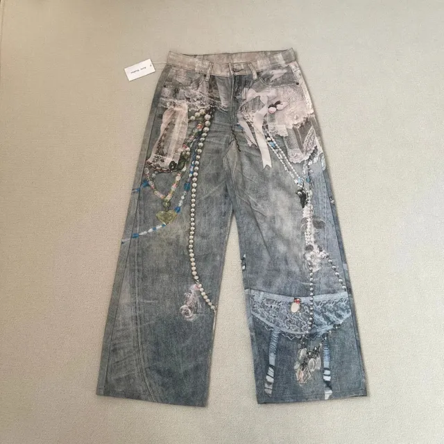 Acne Studios Decorated Jeans Lace and Bead Embellished