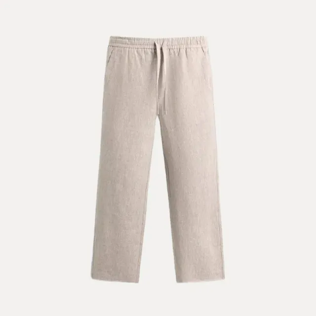 Drawstring Waist Trousers Light Linen Blend