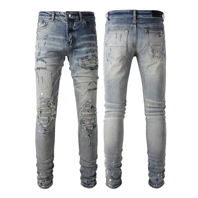 Amiri Distressed Slim Jeans Paint-Splatter Ripped
