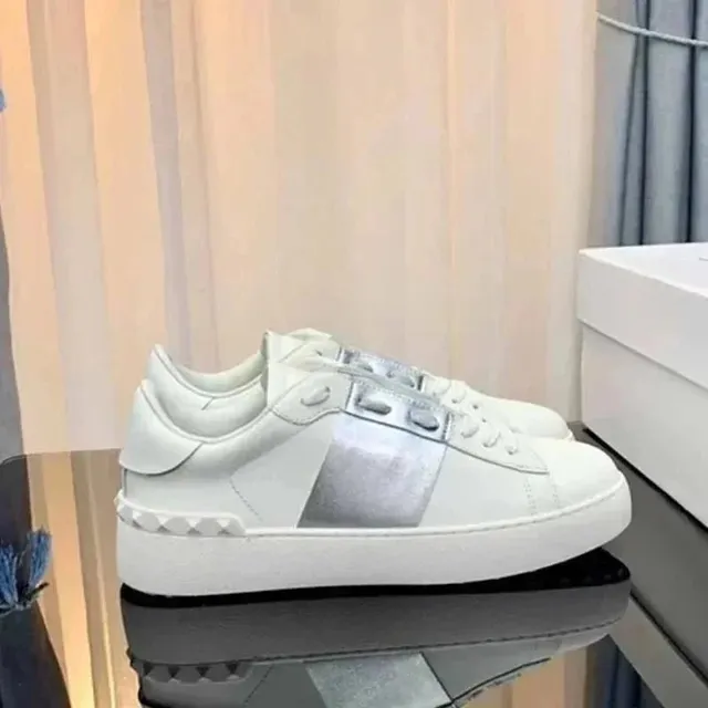 Valentino Rockstud Sneaker White with Silver Panel