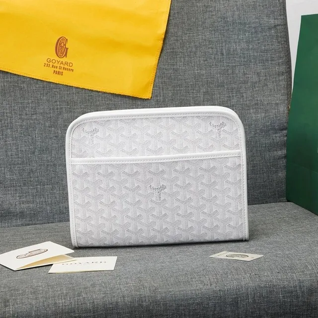 Goyard Saint Louis Pouch White Goyardine Canvas