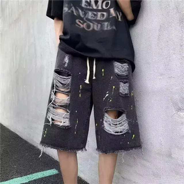 Levi's Distressed Denim Shorts Ripped with Paint Splatter
